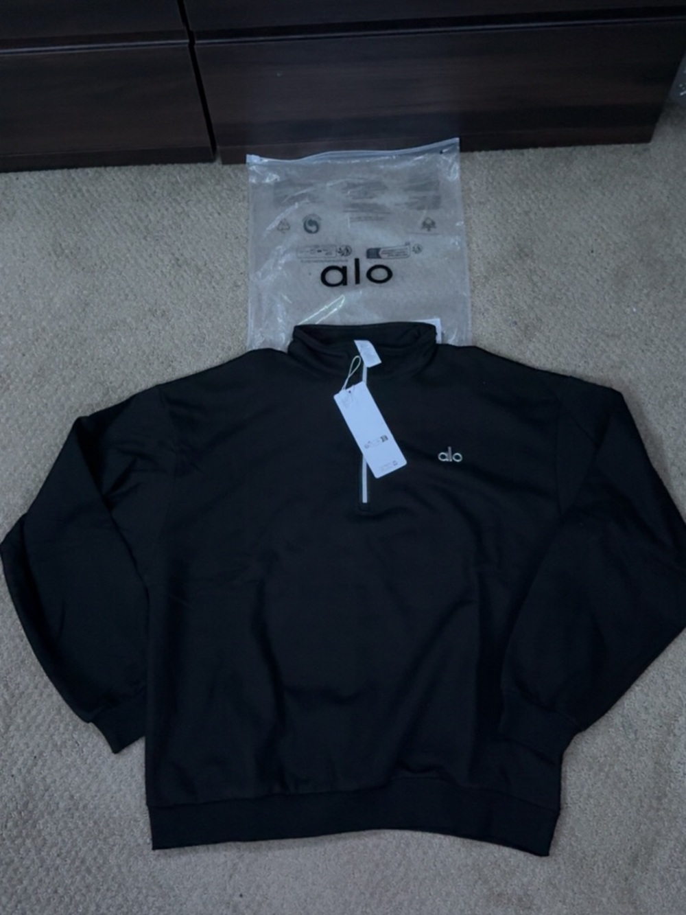 ALO Yoga Men's Black Zip-Up Sweater